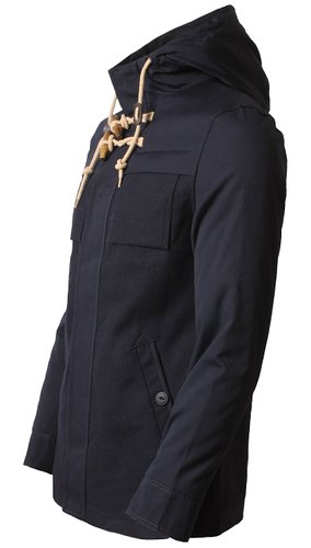 Men's sherpa lined wool mix duffle navy coat - Dissident