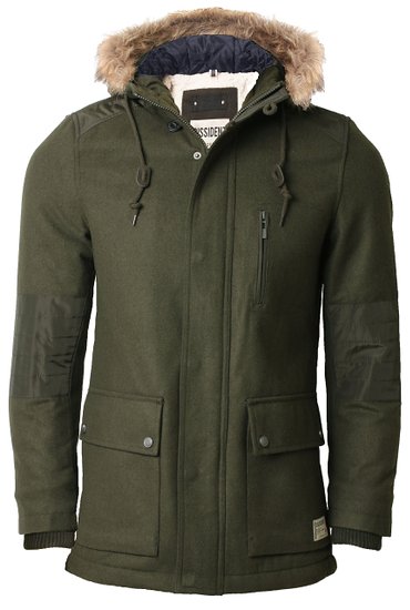 Dissident Maddrel WOOL BLEND Parka Coat in Olive