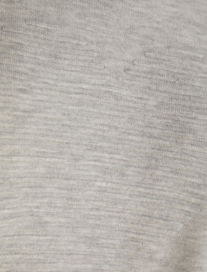 Darcey Love Heart Motif 2 Pc Jersey Knit Top / Pants Lounge Set in Light Silver Marl - Amara Reya