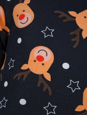 Boy's Rudolph Repeat Motif 2PC Lounge Pyjama Set in Navy - Merry Christmas Kids (4-12yrs)