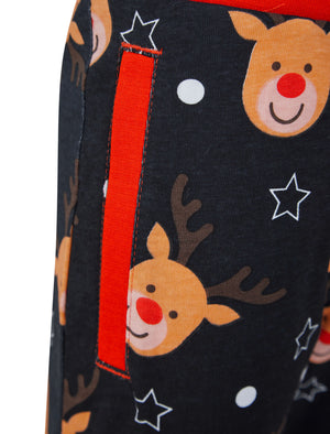 Boy's Rudolph Repeat Motif 2PC Lounge Pyjama Set in Navy - Merry Christmas Kids (4-12yrs)