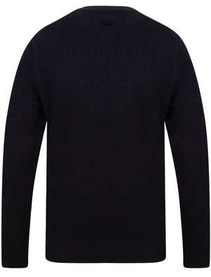 Alpher Textured Cotton Knit Jumper with Fabric Chest Pocket In Jet Black - Dissident