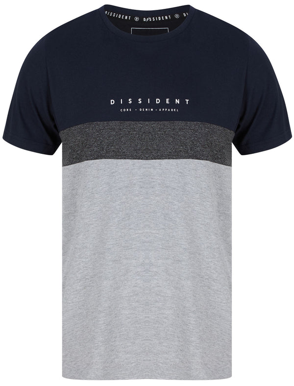 Altman Colour Block Cotton Jersey T-Shirt In Sky Captain Navy - Dissident