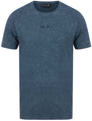 Amar Acid Wash Cotton Slub Jersey T-Shirt In Sargasso Blue - Dissident
