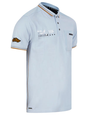 Ambush Cotton Jersey Polo Shirt With Chest Pocket In Skyway Blue - Dissident