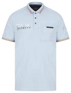 Ambush Cotton Jersey Polo Shirt With Chest Pocket In Skyway Blue - Dissident