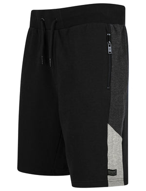 Araki 2 Brushback Fleece Jogger Shorts with Zip Pockets in Jet Black  - Dissident