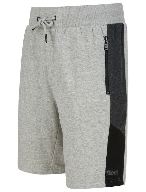 Araki 2 Brushback Fleece Jogger Shorts with Zip Pockets in Light Grey Marl  - Dissident