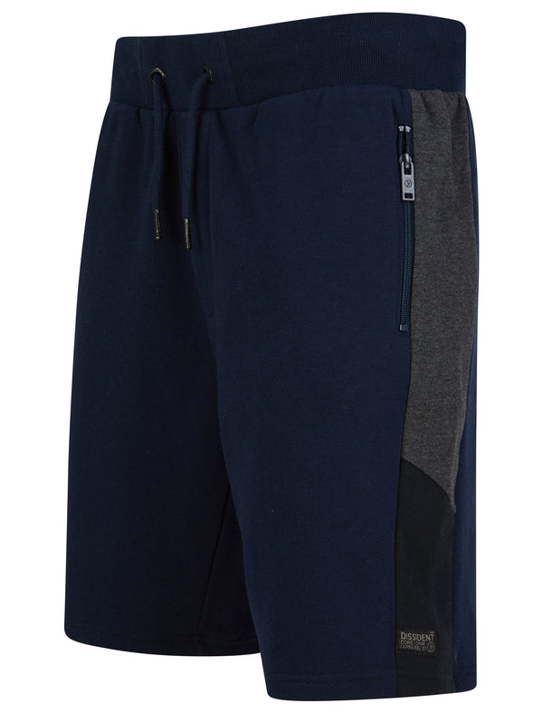 Araki 2 Brushback Fleece Jogger Shorts with Zip Pockets in Sky Captain Navy  - Dissident