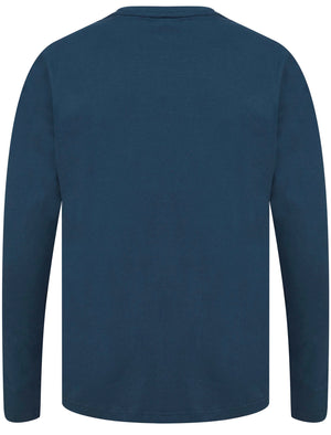 Ascend Motif Cotton Jersey Long Sleeve Top In Insignia Blue - Dissident