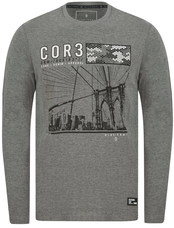 Ascend Motif Cotton Jersey Long Sleeve Top In Mid Grey Marl - Dissident