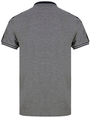 Barrage Cotton Pique Polo Shirt With Chest Pocket In Mid Grey Marl - Dissident