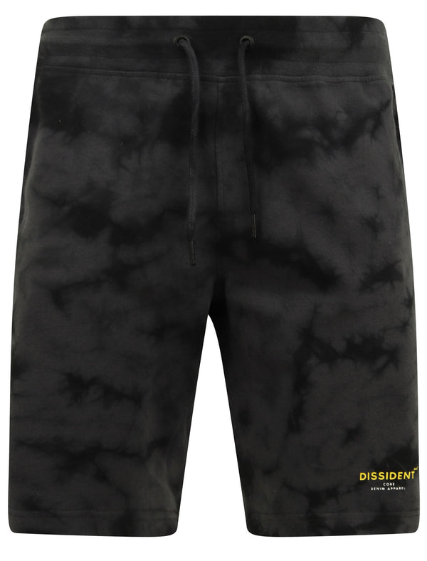 Beloff Tie Dye Cotton Fleece Jogger Shorts In Asphalt Grey - Dissident