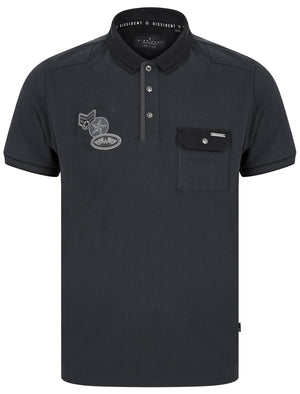 Blockade Cotton Pique Polo Shirt With Chest Pocket In India Blue - Dissident