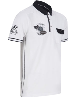 Blockade Cotton Pique Polo Shirt With Chest Pocket In Optic White - Dissident