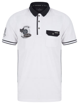 Blockade Cotton Pique Polo Shirt With Chest Pocket In Optic White - Dissident
