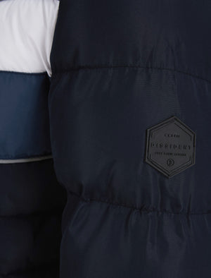 Devonte Chevron Quilted Puffer Jacket with Hood in Sky Captain Navy - Dissident