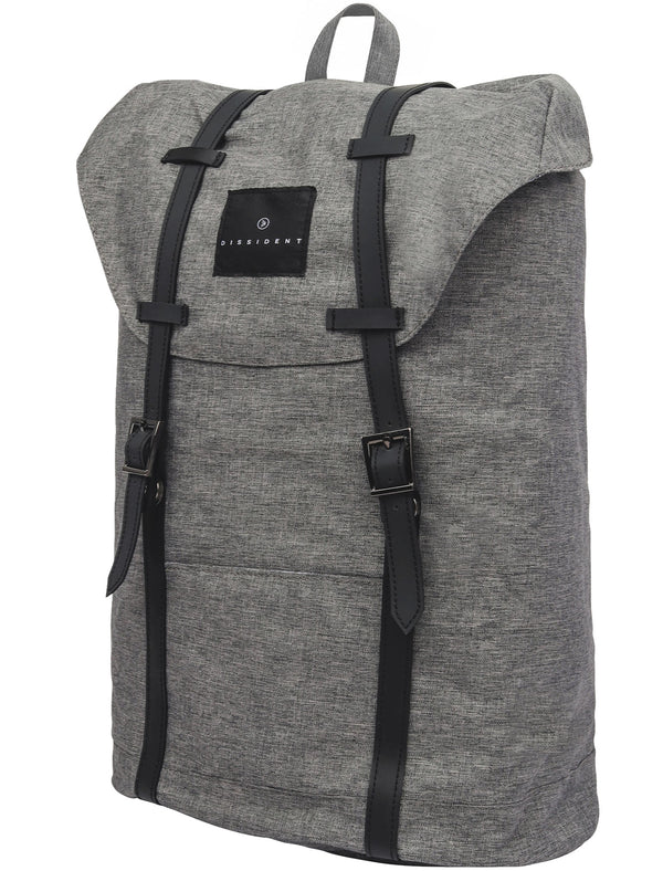 Falco Drawstring Canvas Backpack with Laptop Sleeve In Grey Marl - Dissident