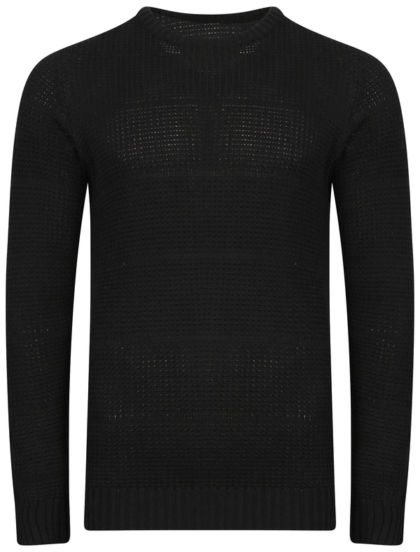 Gamma Crew Neck Knitted Jumper in Black - Le Shark