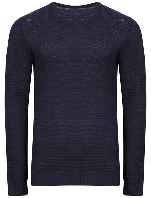 Gamma Crew Neck Knitted Jumper in Navy - Le Shark