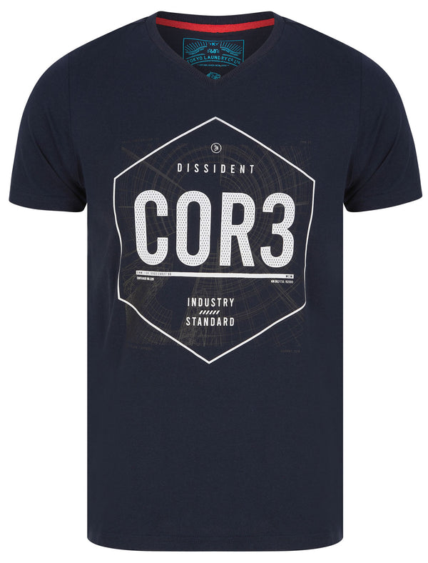 Hexx Motif Cotton Jersey T-Shirt In Sky Captain Navy - Dissident