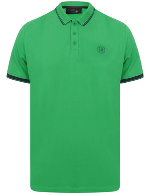 Kenji Cotton Pique Polo Shirt With Tipping in Bright Green - Dissident