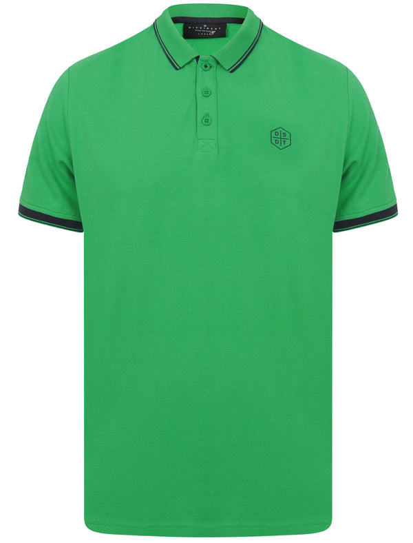 Kenji Cotton Pique Polo Shirt With Tipping in Bright Green - Dissident