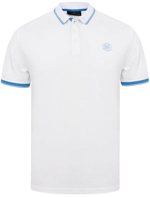 Kenji Cotton Pique Polo Shirt With Tipping in Optic White - Dissident