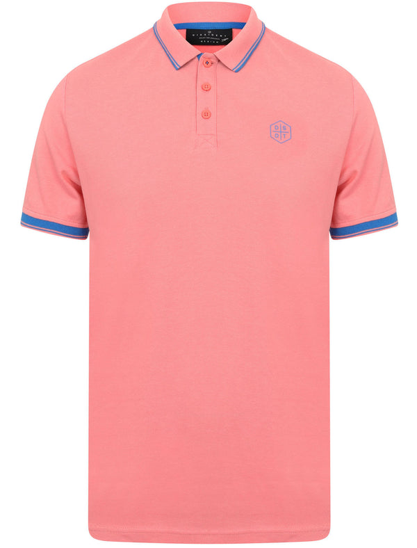 Kenji Cotton Pique Polo Shirt With Tipping in Strawberry Pink - Dissident