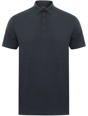 Klaxon Textured Cotton Jersey Polo Shirt in Navy Marl - Dissident