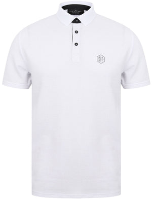 Klaxon Textured Cotton Jersey Polo Shirt in Optic White - Dissident