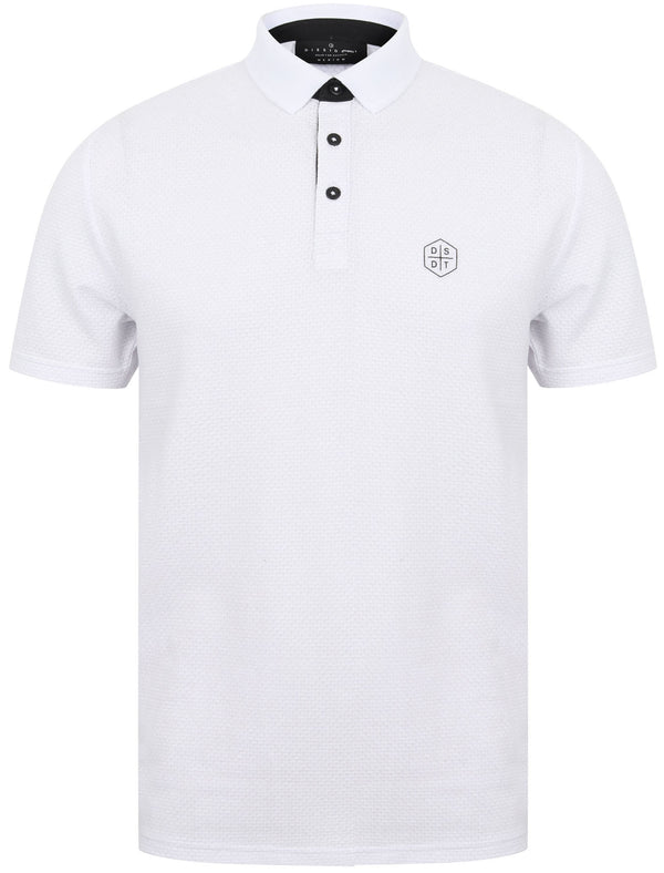 Klaxon Textured Cotton Jersey Polo Shirt in Optic White - Dissident