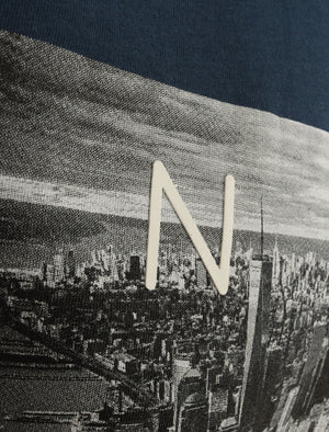 Lori NYC Skyscraper Motif Cotton Jersey T-Shirt In Sargasso Blue - Dissident