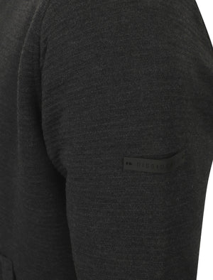 Manitoba Ottoman Rib Borg Lined Zip Through Hoodie In Charcoal Marl - Dissident
