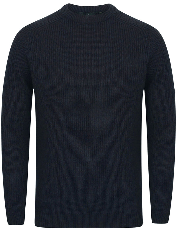 Mino Long Sleeve Wool Blend Knitted Jumper in Dark Navy - Dissident
