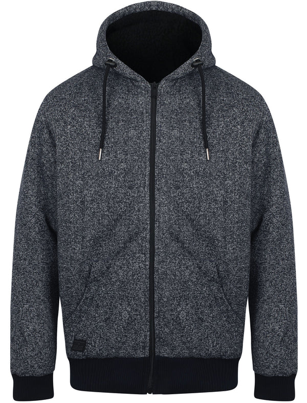 Noville Borg Lined Zip Through Fleece Hoodie in Blue Fleck - Dissident