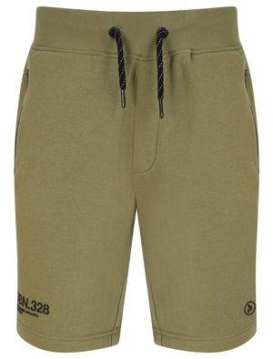 Pepys Brushback Fleece Jogger Shorts with Zip Pockets in Deep Lichen Green - Dissident