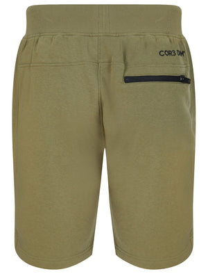 Pepys Brushback Fleece Jogger Shorts with Zip Pockets in Deep Lichen Green - Dissident