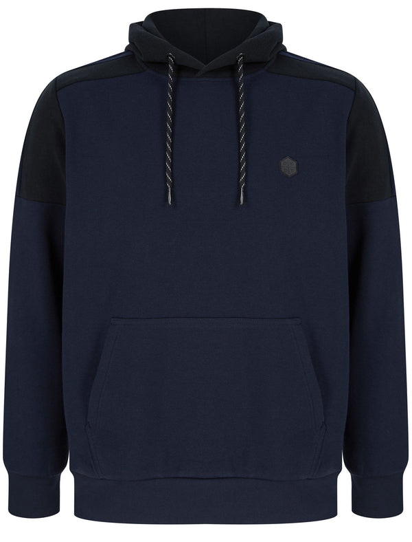 Phantom Block Panel Cotton Blend Pullover Hoodie in Sky Captain Navy - Dissident