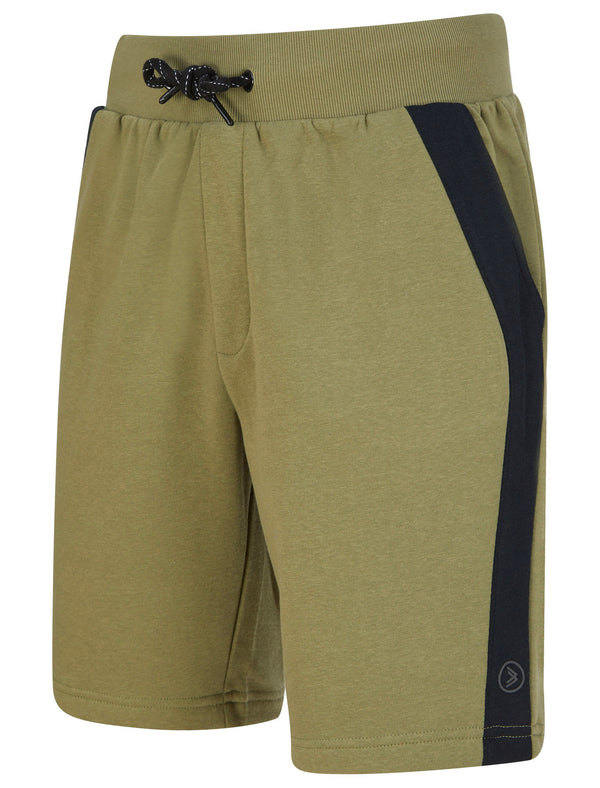 Pitfield Cotton Blend Brushback Fleece Jogger Shorts In Deep Lichen Green - Dissident