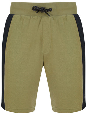 Pitfield Cotton Blend Brushback Fleece Jogger Shorts In Deep Lichen Green - Dissident