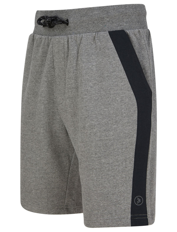 Pitfield Cotton Blend Brushback Fleece Jogger Shorts In Mid Grey Marl- Dissident