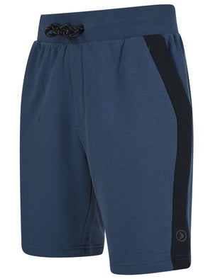 Pitfield Cotton Blend Brushback Fleece Jogger Shorts In Sargasso Blue- Dissident