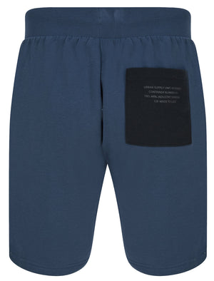 Pitfield Cotton Blend Brushback Fleece Jogger Shorts In Sargasso Blue- Dissident