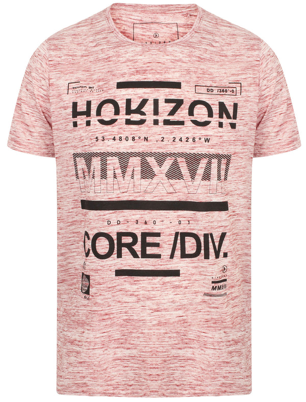 Rizon Graphic Motif Slub T-Shirt In Dark Red Marl - Dissident