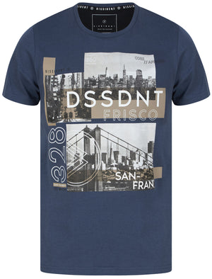 Sisco City Motif Cotton Jersey T-Shirt In Sargasso Blue - Dissident