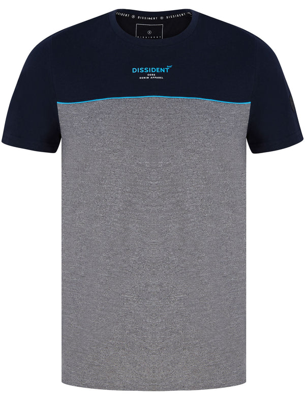 Tayfur Cotton Blend Spacedye Panel T-Shirt in Sky Captain Navy - Dissident