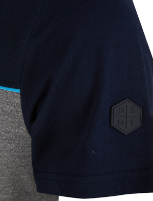 Tayfur Cotton Blend Spacedye Panel T-Shirt in Sky Captain Navy - Dissident