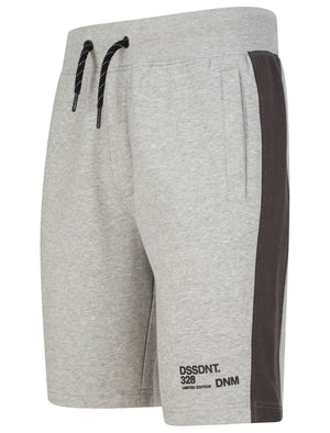 Thurlow Cotton Blend Jogger Shorts With Rear Zip Pocket in Light Grey Marl  - Dissident