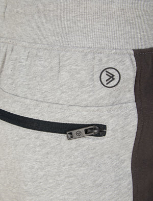 Thurlow Cotton Blend Jogger Shorts With Rear Zip Pocket in Light Grey Marl  - Dissident